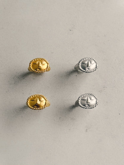 Moon Face Signet Ring