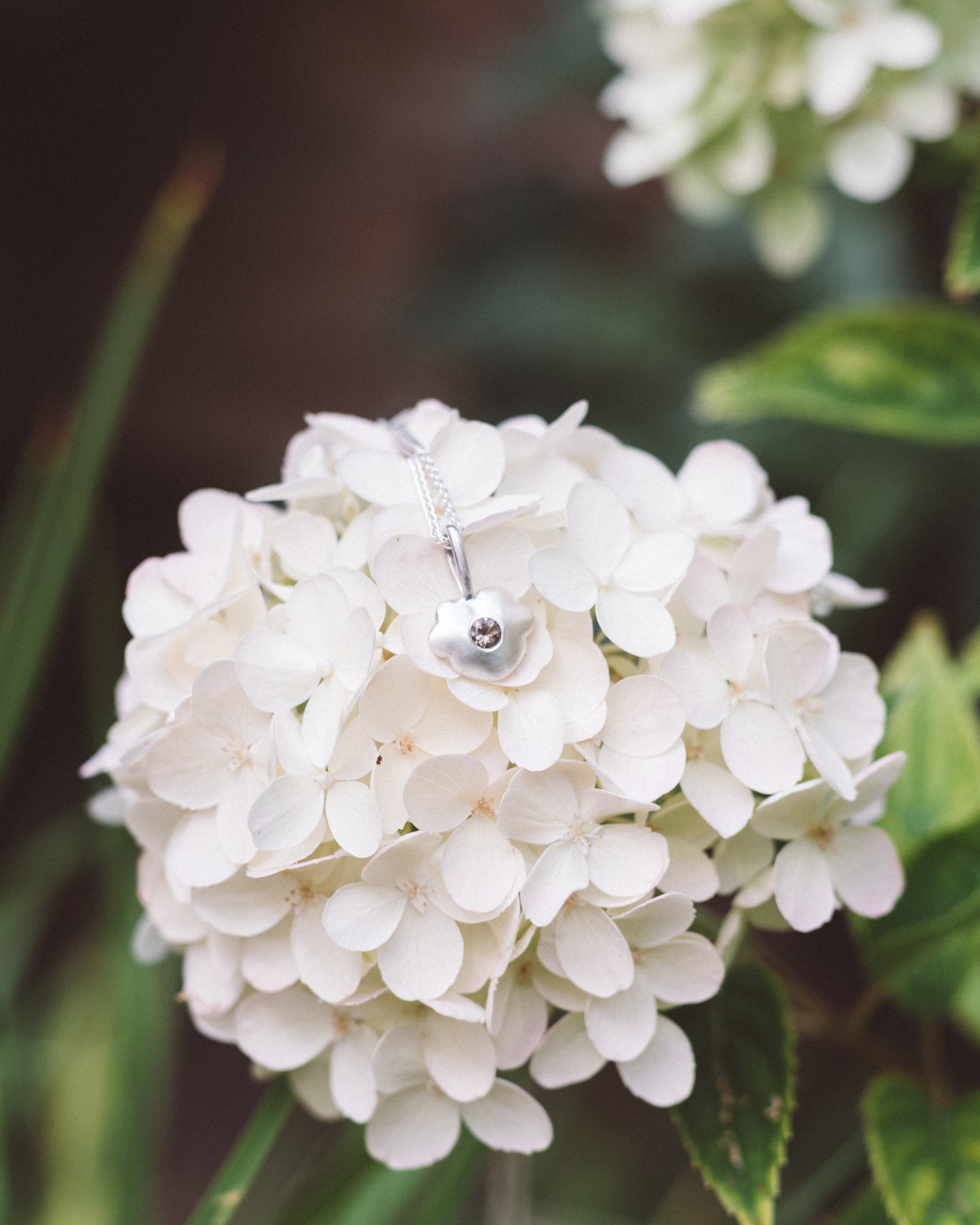 Five-Petal Heart Pendant with Smoky Quartz