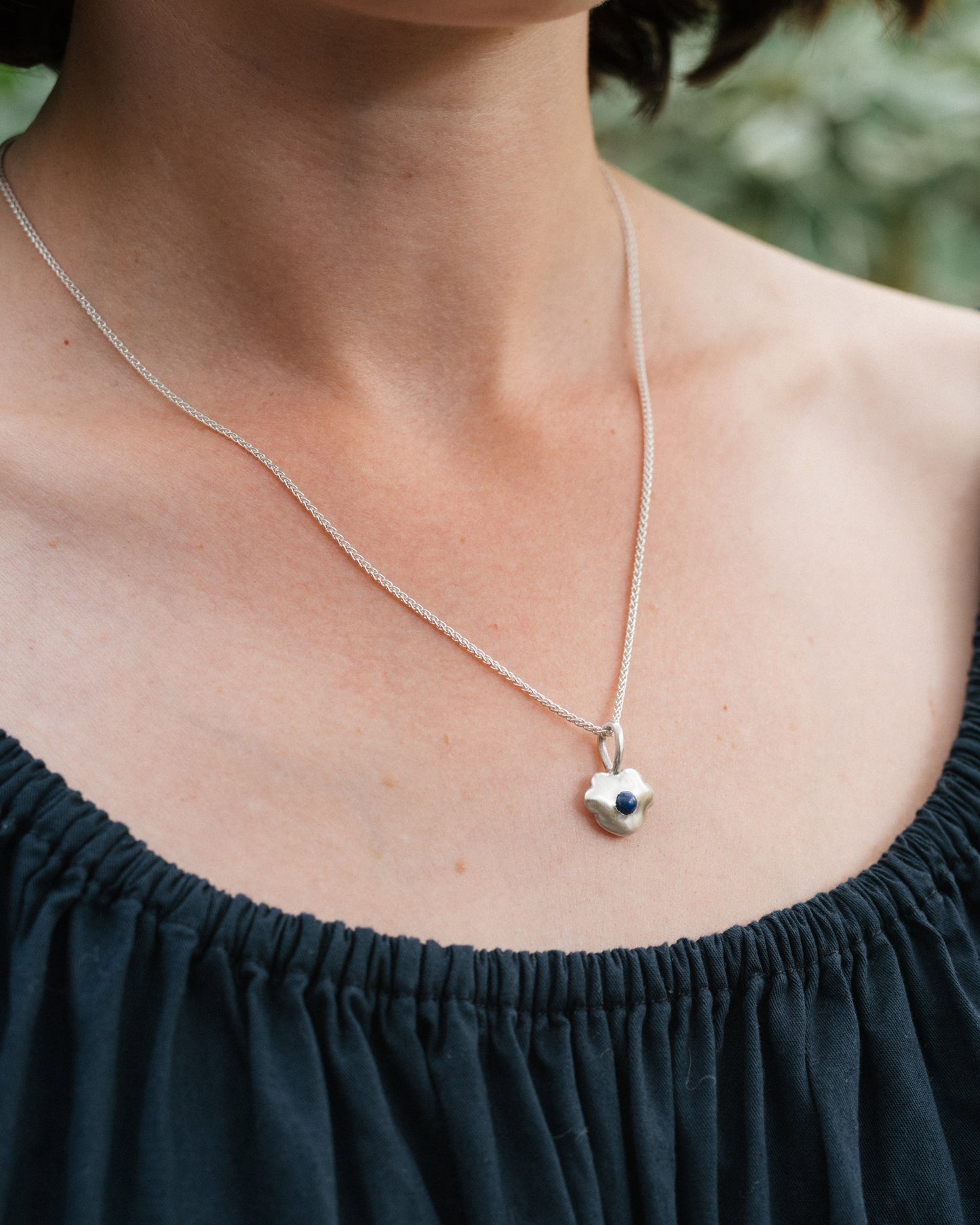 Five-Petal Heart Pendant with Lapis