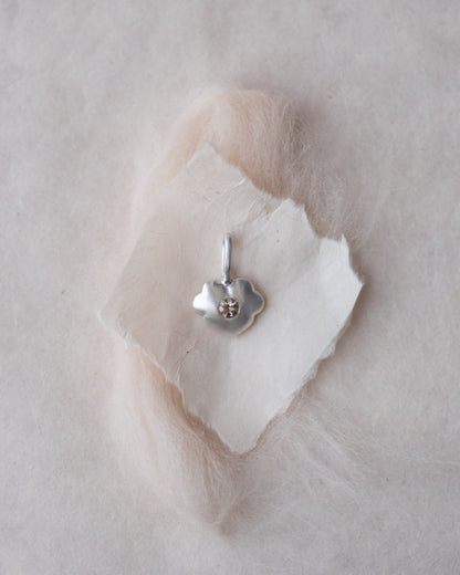 Five-Petal Heart Pendant with Smoky Quartz