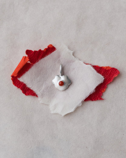 Five-Petal Heart Pendant with Coral