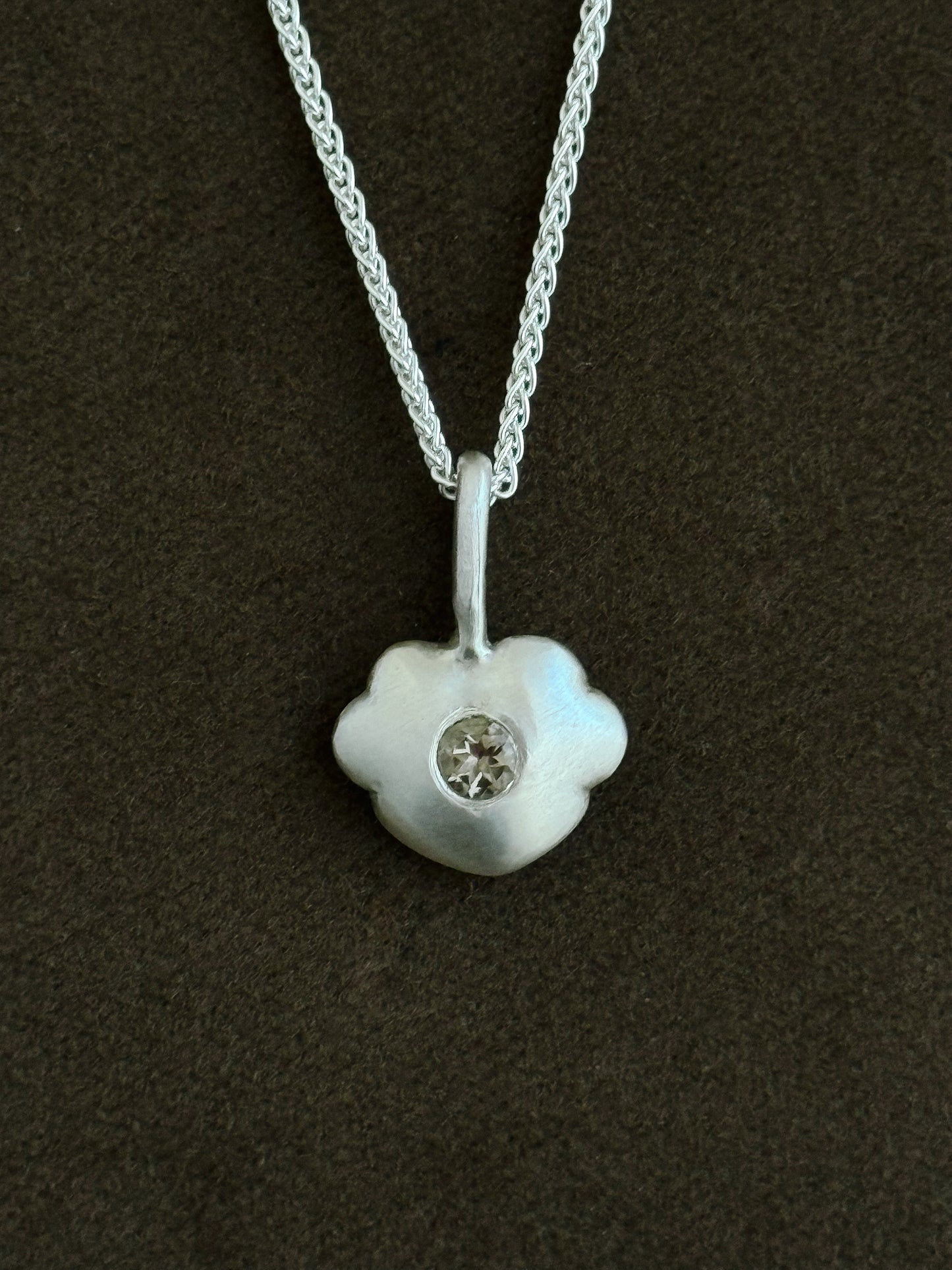 Five-Petal Heart Pendant with Smoky Quartz