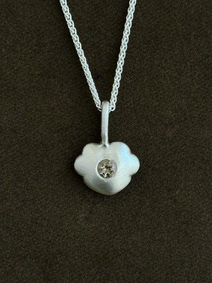 Five-Petal Heart Pendant with Smoky Quartz