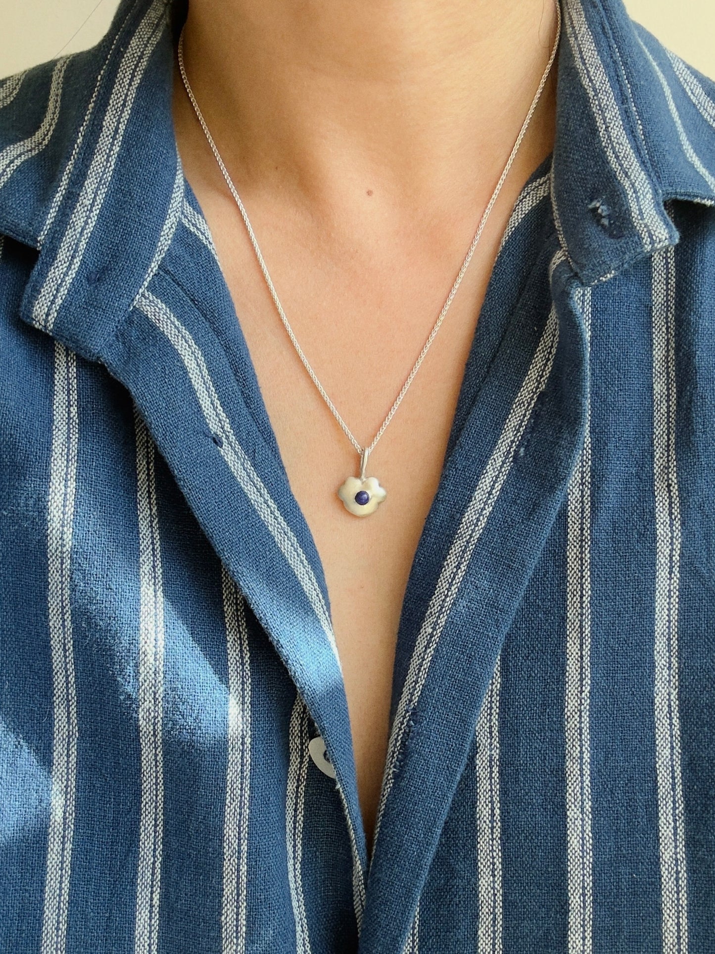 Five-Petal Heart Pendant with Lapis