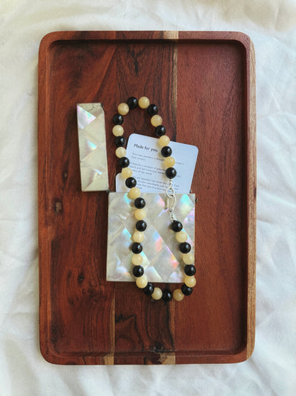 Onyx and Buttercream Necklace