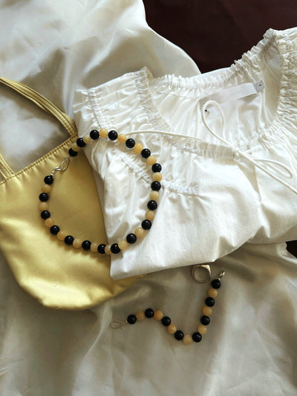 Onyx and Buttercream Necklace