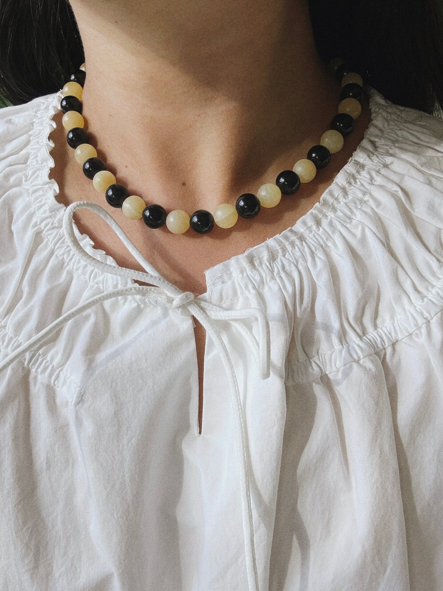 Onyx and Buttercream Necklace