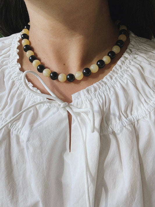 Onyx and Buttercream Necklace