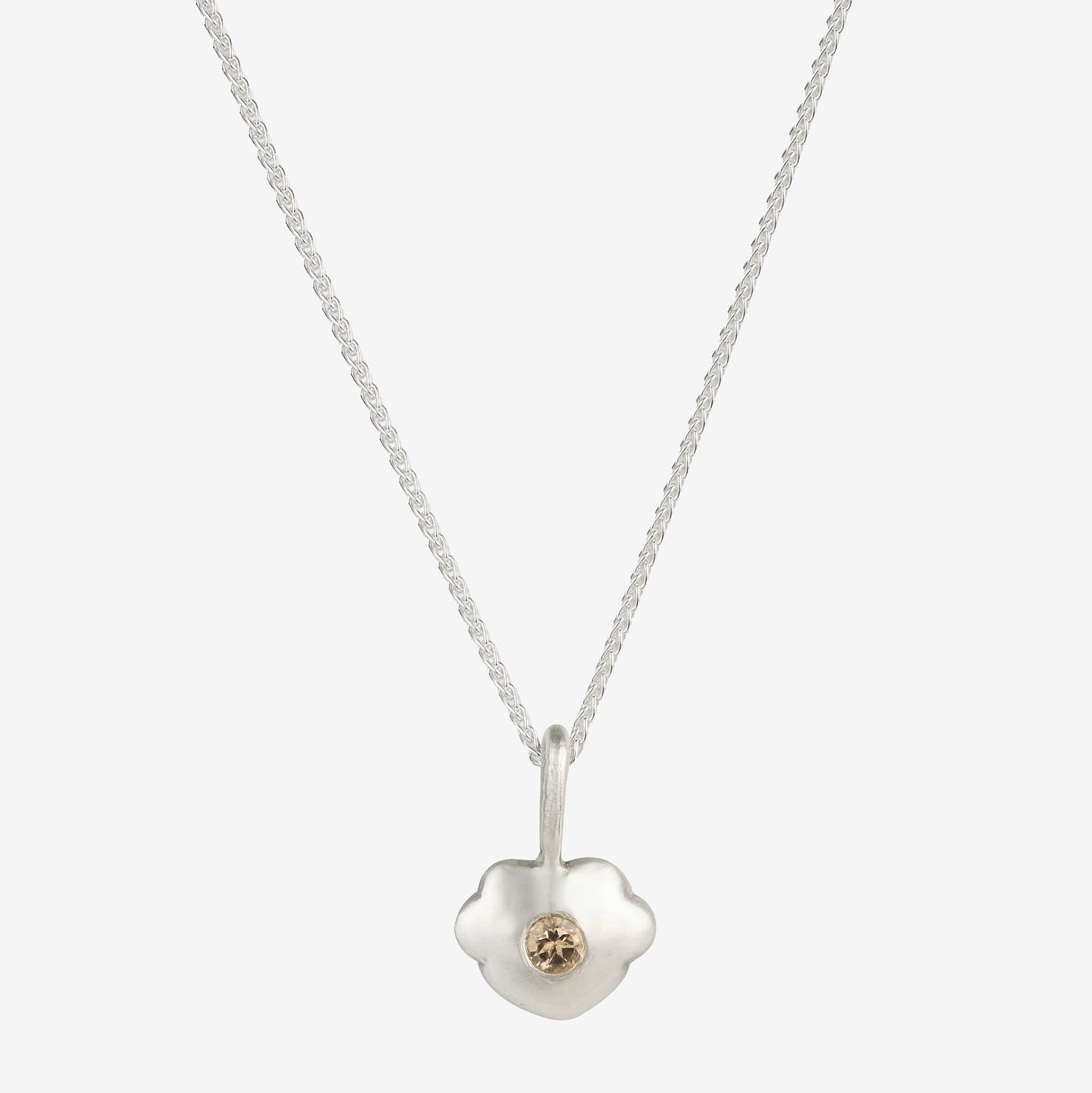Five-Petal Heart Pendant with Smoky Quartz