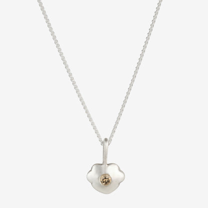 Five-Petal Heart Pendant with Smoky Quartz