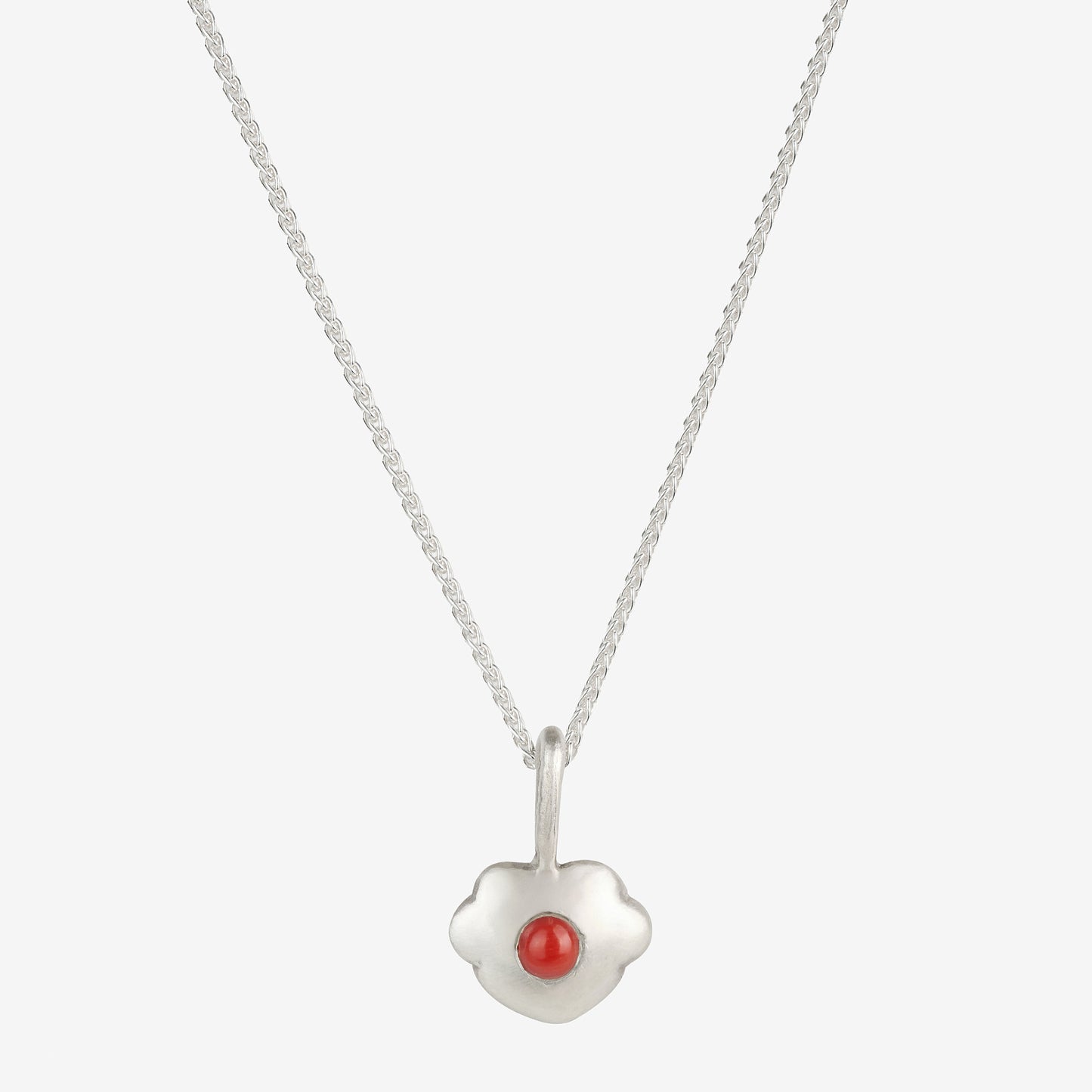Five-Petal Heart Pendant with Coral